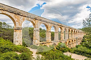 View at the Aqueduct Les Ferreres in Tarragona - Spain