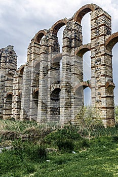 View of Aqueduct of the Miracles in Merida, Spain