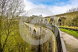 A view of the aqueduct and the railway viaduct at Chirk, Wales