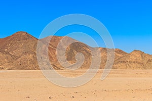 View of Arabian desert and mountain range Red Sea Hills in Egypt