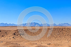 View of Arabian desert and mountain range Red Sea Hills, Egypt