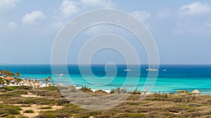 View of Arashi Beach, Aruba.