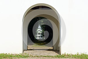 View through the arbor arch