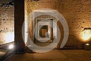 View of the arcade of the domus aurea in Rome Italy