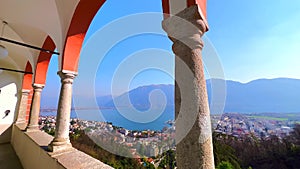 The view from the arcade of Madonna del Sasso Sanctuary, Orselina, Switzerland