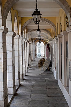 view of arcades, city of Pau, France