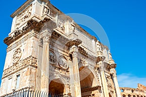 View of the Arch of Constantine in Rome at dawn