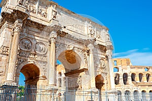 View of the Arch of Constantine in Rome at dawn