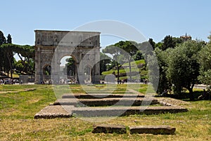 View of the Arch of Constantine in Rome by day