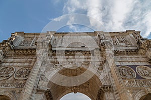 View of the arch of Constantine in Rome, Italy