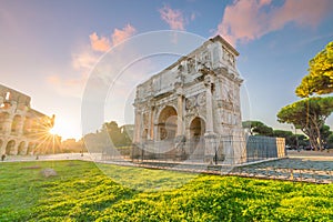 View of the Arch of Constantine in Rome, Italy