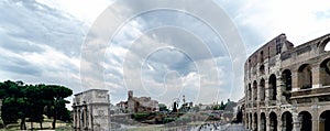 View of the Arch of Constantine, the temple of Venus and Rome an