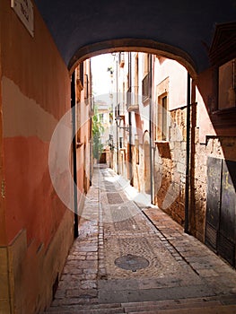 Old streets of Tarragona, Autonomous community of Catalonia, Spain.