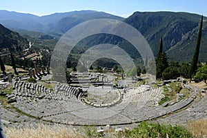 View at the archaeological site of Delfi in Greece