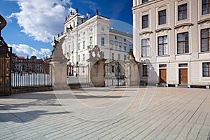 View on Archbishops Palace from the First Courtyard of Prague Ca