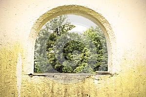 View through arched window