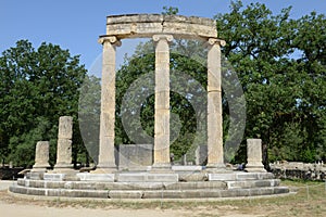 View at the archeological site of Ancient Olympia, Greece