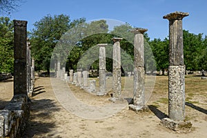 View at the archeological site of Ancient Olympia, Greece