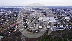 View of the architecturally and infrastructurally developed city in Poland. Drone video.