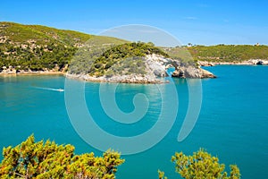 View of Architello or San Felice arch, on Gargano coast, Apulia, Italy.