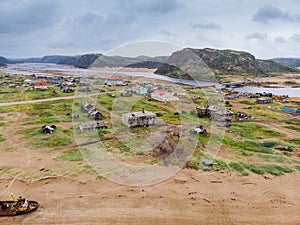 View of the Arctic village Teriberka