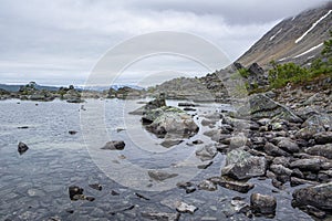 View of the area near The Lake Blavatnet, rocks and water