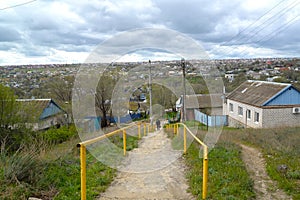 View of the area of private low building. Elista, Kalmykia