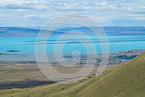 View of Argentinean lake, from the top of mount `Cerro Moyano