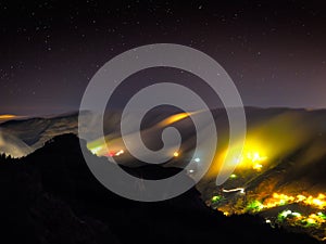 View of Artenara village by night, Gran Canaria, Spain