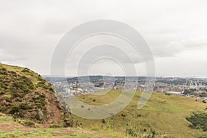 View of Arthur`s Seat in Holyrood Park in Edinburgh, Scotland