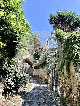 View of artist district Bussana Vecchia in Liguria Italy