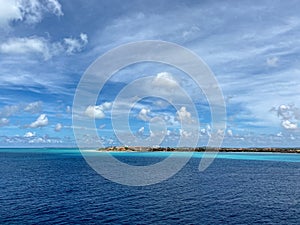 A view of the Aruba coastline from a cruise ship coming into port