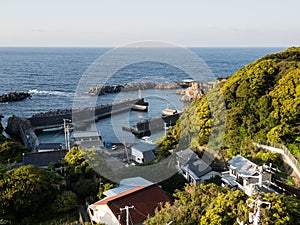 View of Ashizuri fishing harbor at dawn