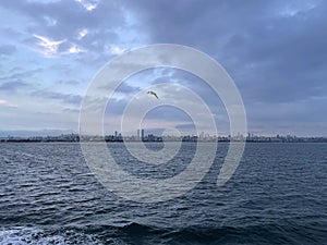 View of the Asian part of Istanbul at sunset