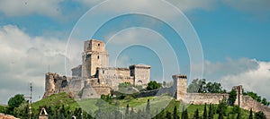 View in Assisi with the Rocca Maggiore, Umbria Italy