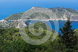 View of Assos village and beautiful sea bay, Kefalonia, Greece