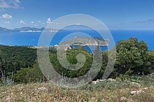 View of Assos village and beautiful sea bay, Kefalonia, Greece