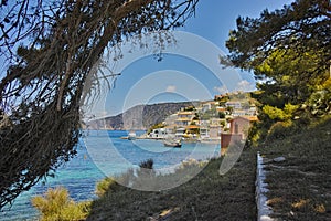 View of Assos village and beautiful sea bay, Kefalonia, Ionian islands photo