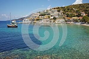 View of Assos village and beautiful sea bay, Kefalonia, Ionian islands photo