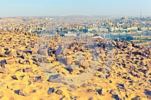 View of Aswan from the West bank of the Nile River