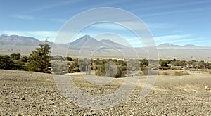 View of Atacama desert with Licancabur volcano