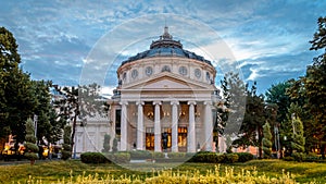 Bucharest atheneum in the morning light photo