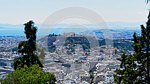 View of Athens City and the Acropolis From Mount Lycabettus, Greece