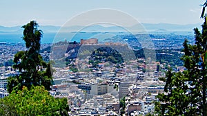 View of Athens City and the Acropolis From Mount Lycabettus, Greece