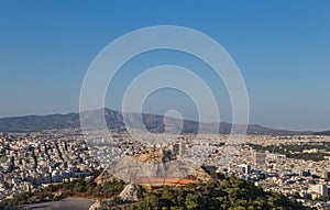 View of Athens city with Mount Lycabettus, Greece