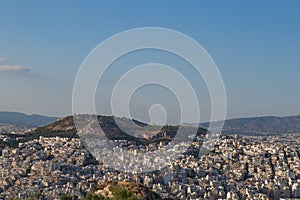 View of Athens city with Mount Lycabettus, Greece