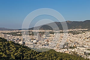 View of Athens city with Mount Lycabettus, Greece