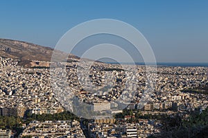 View of Athens city with Mount Lycabettus, Greece