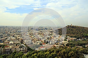 View Athens, Greece from the Acropolis to the Greek