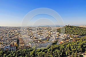 View of Athens and Philopappos from Acropolis Hill
